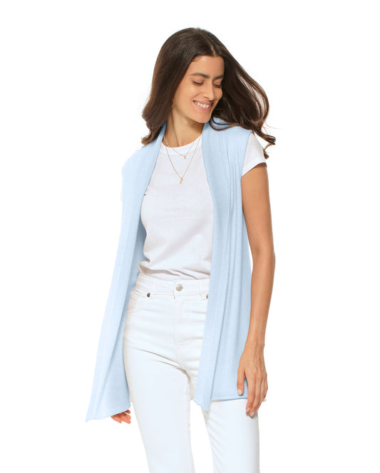 Women's Pure Cashmere Sleeveless Cardigan Pastel Blue