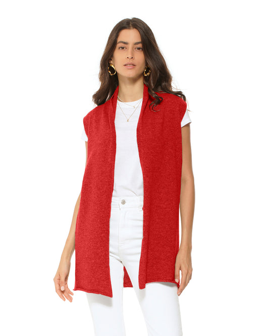 Monticelli Women's Pure Cashmere Sleeveless Cardigan Red Made In Italy 1