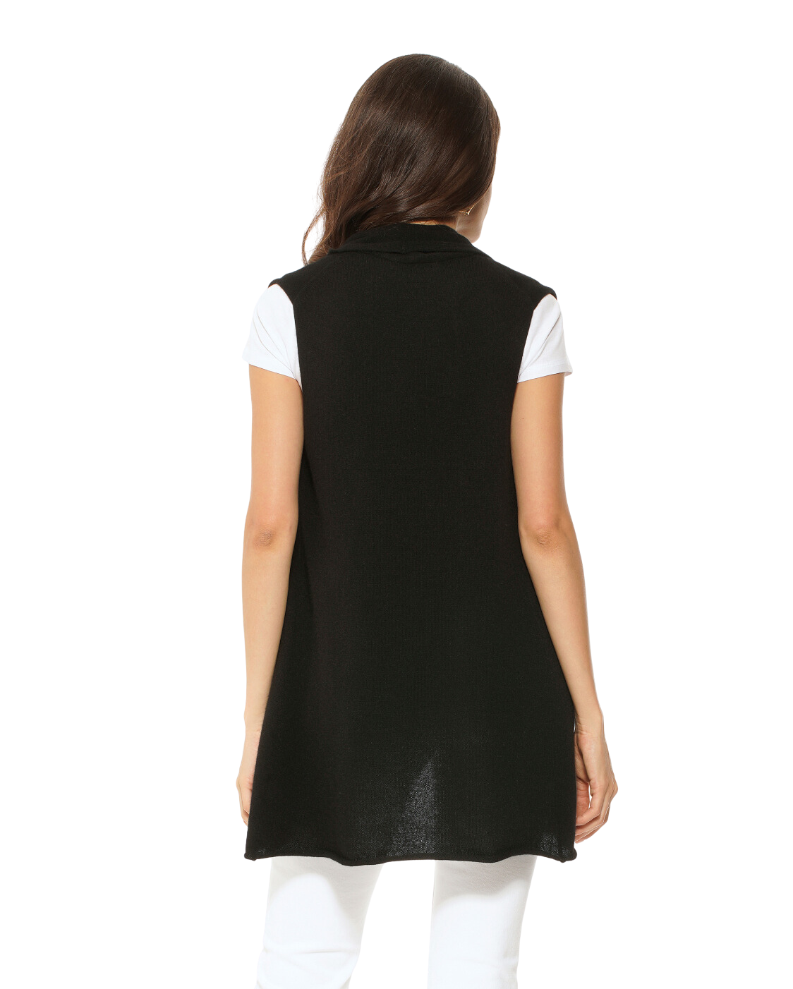 Monticelli Women's Pure Cashmere Sleeveless Cardigan Black Made In Italy 3