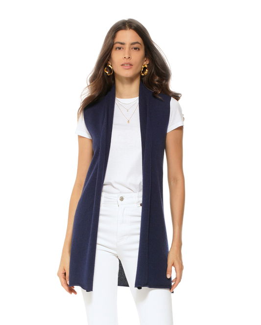 Monticelli Women's Pure Cashmere Sleeveless Cardigan Blue 1