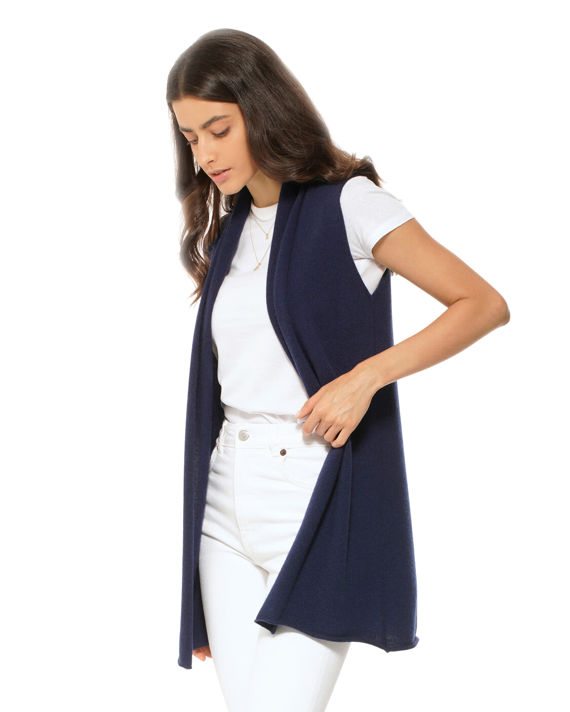 Monticelli Women's Pure Cashmere Sleeveless Cardigan Blue 2