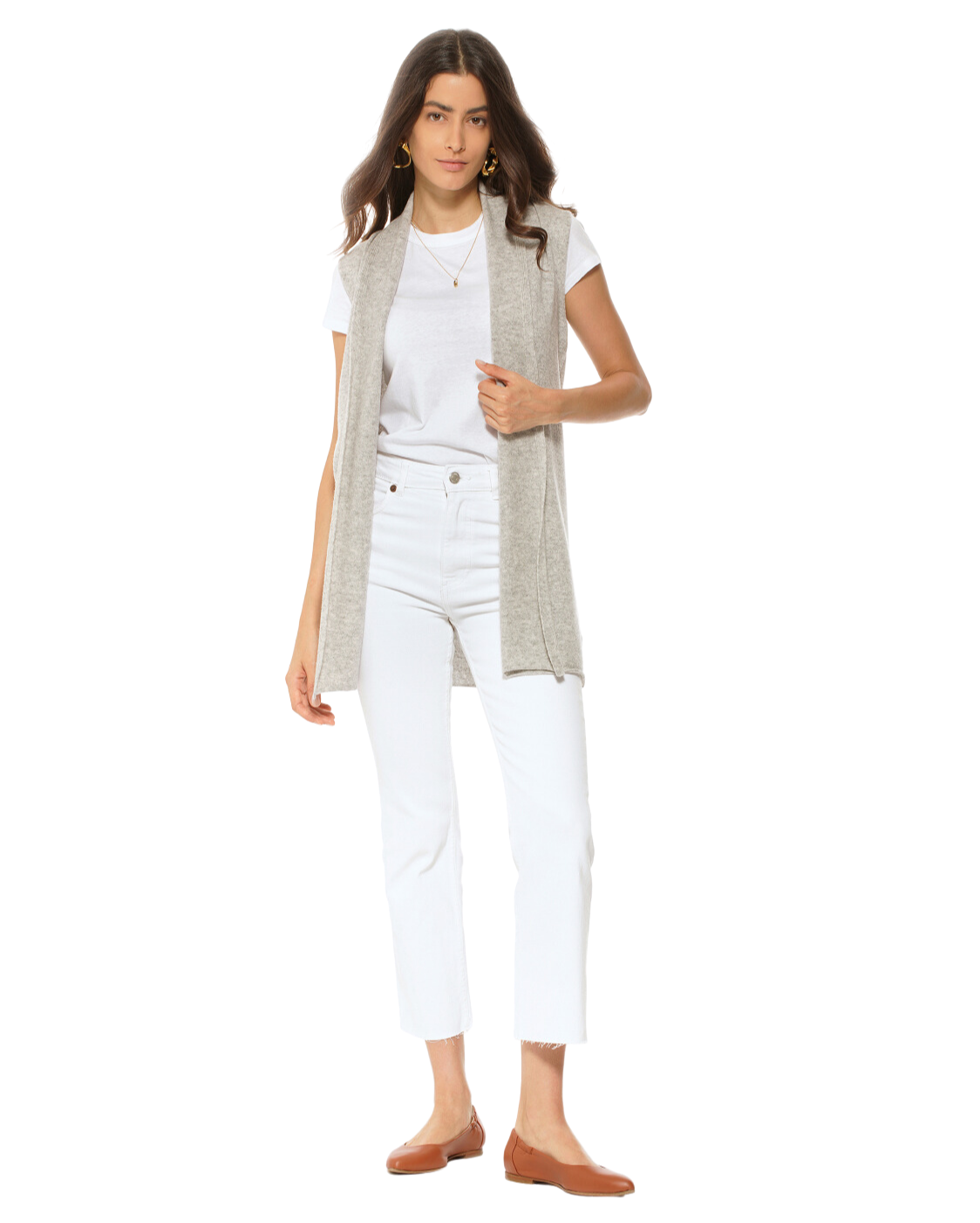 Monticelli Women's Pure Cashmere Sleeveless Cardigan Light Grey Made In Italy 4