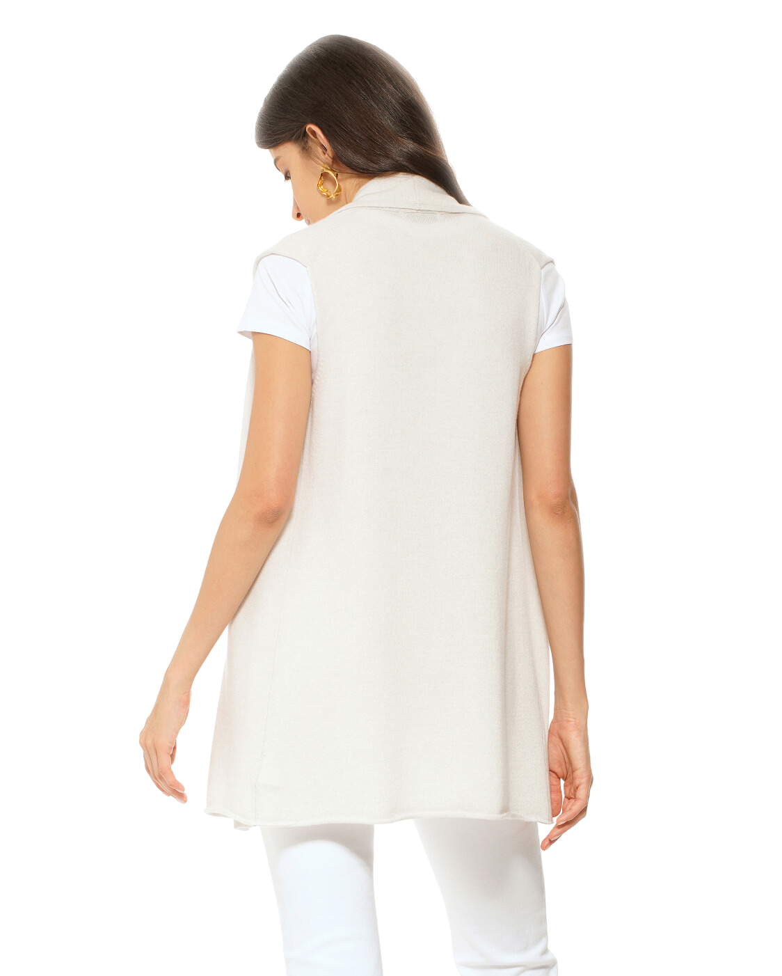 Monticelli Women's Pure Cashmere Sleeveless Cardigan Off White Made In Italy 3