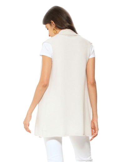 Monticelli Women's Pure Cashmere Sleeveless Cardigan Off White Made In Italy 3