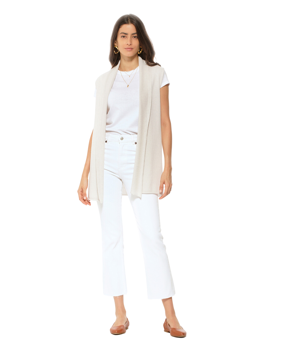 Monticelli Women's Pure Cashmere Sleeveless Cardigan Off White Made In Italy 4