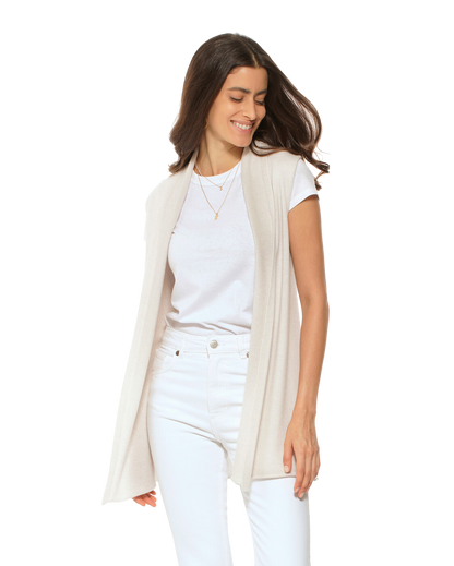 Monticelli Women's Pure Cashmere Sleeveless Cardigan Off White Made In Italy 1