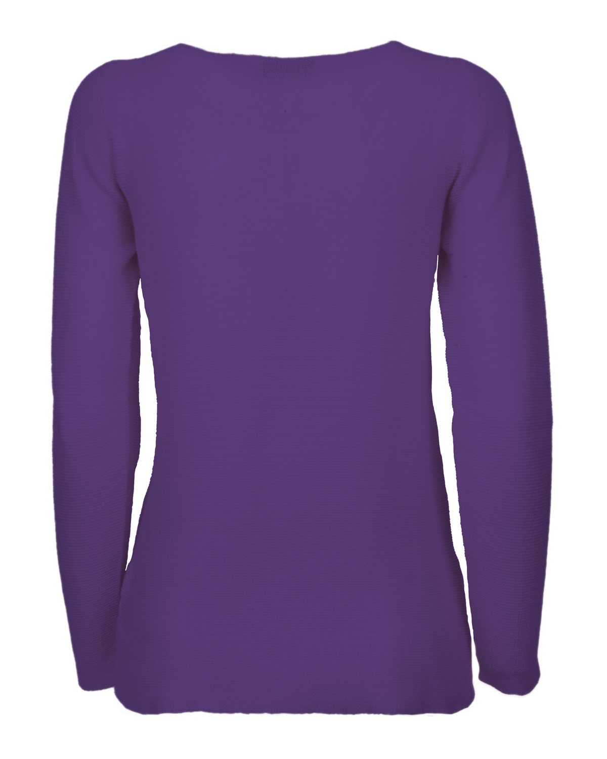 Iris Purple cashmere links stitch boat neck sweater, standalone garment, back view