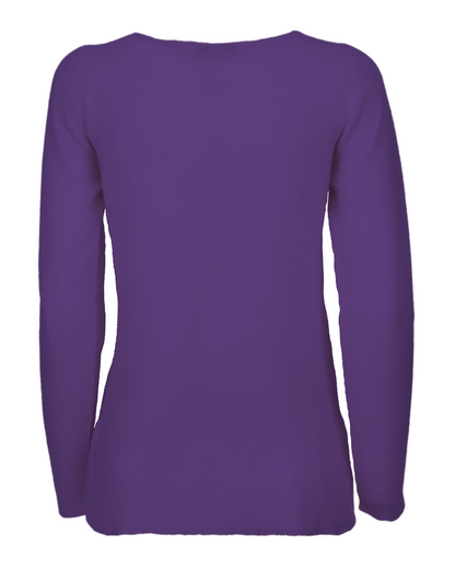 Iris Purple cashmere links stitch boat neck sweater, standalone garment, back view