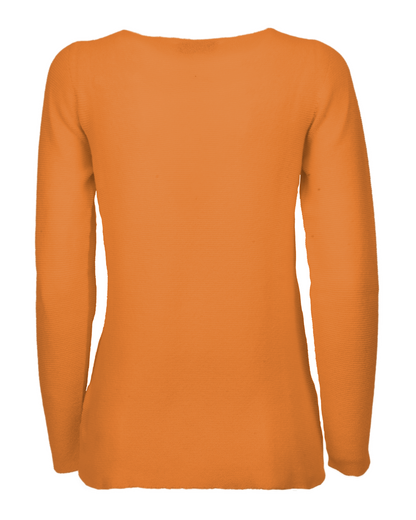Saffron cashmere links stitch boat neck sweater, standalone garment, back view