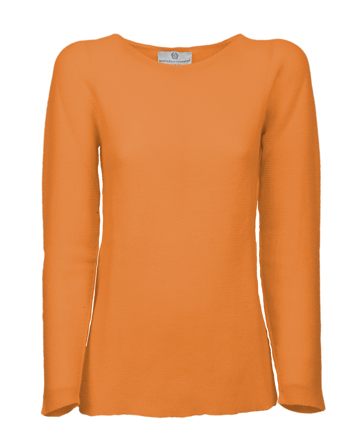 Saffron cashmere links stitch boat neck sweater, standalone garment, front view