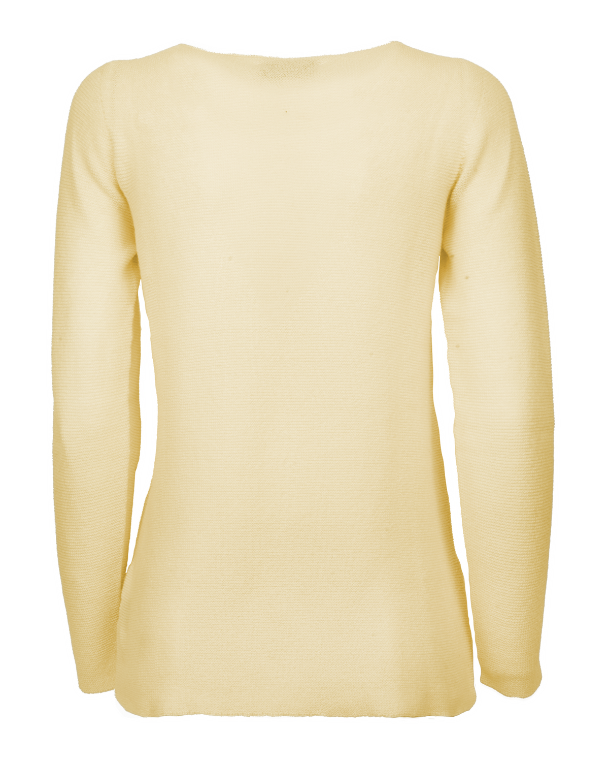Butter Yellow cashmere links stitch boat neck sweater, standalone garment, back view