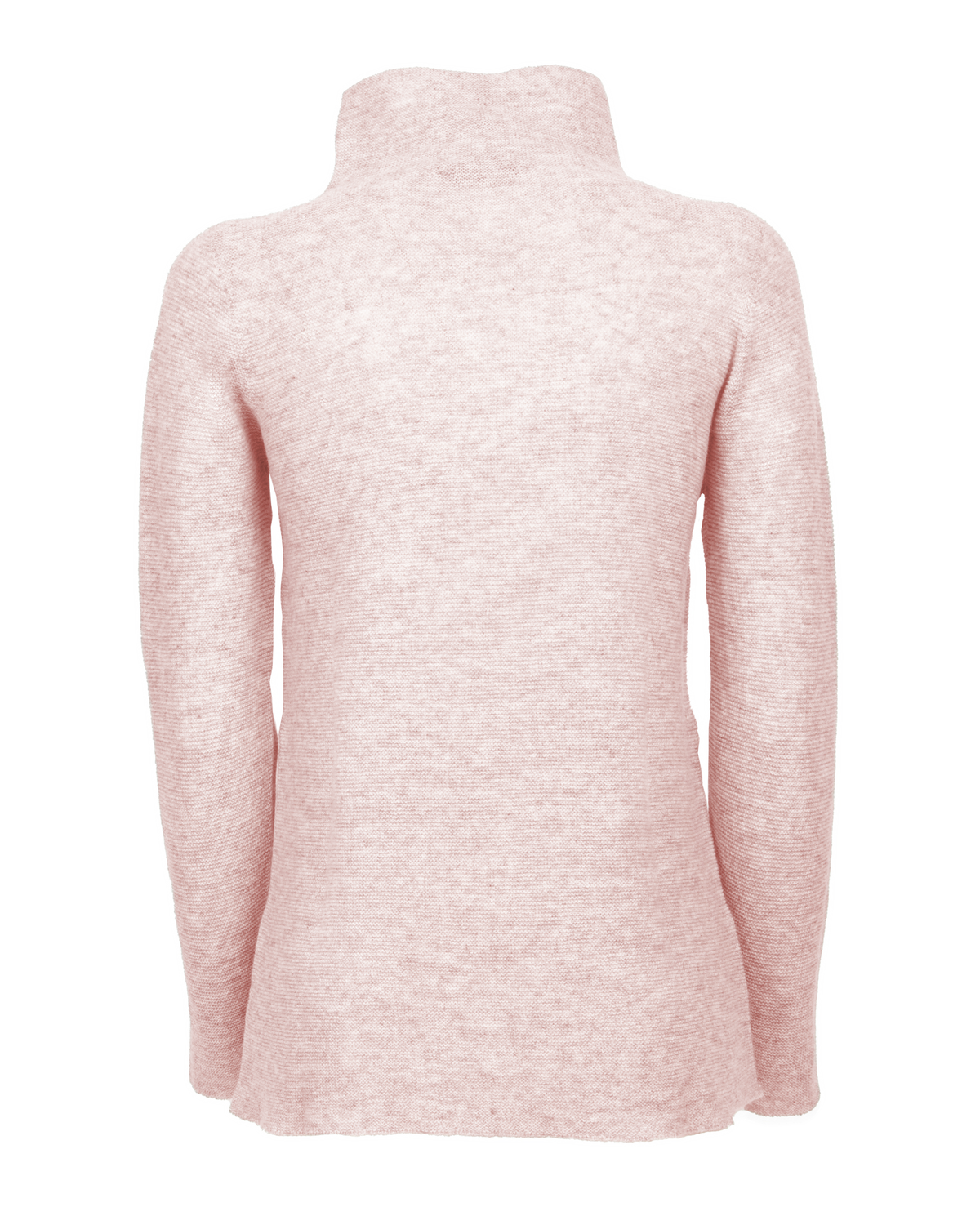 Women's cashmere links stitch funnel neck sweater in Old Rose, back product view