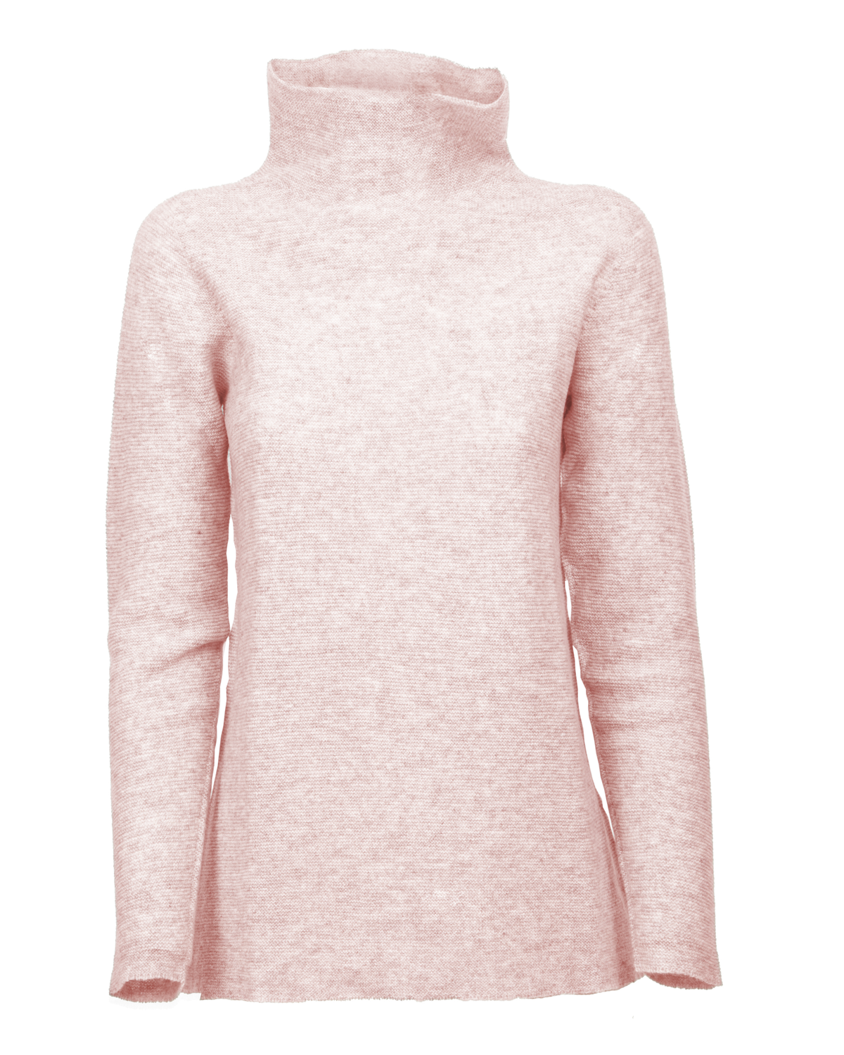 Women's cashmere links stitch funnel neck sweater in Old Rose, front product view