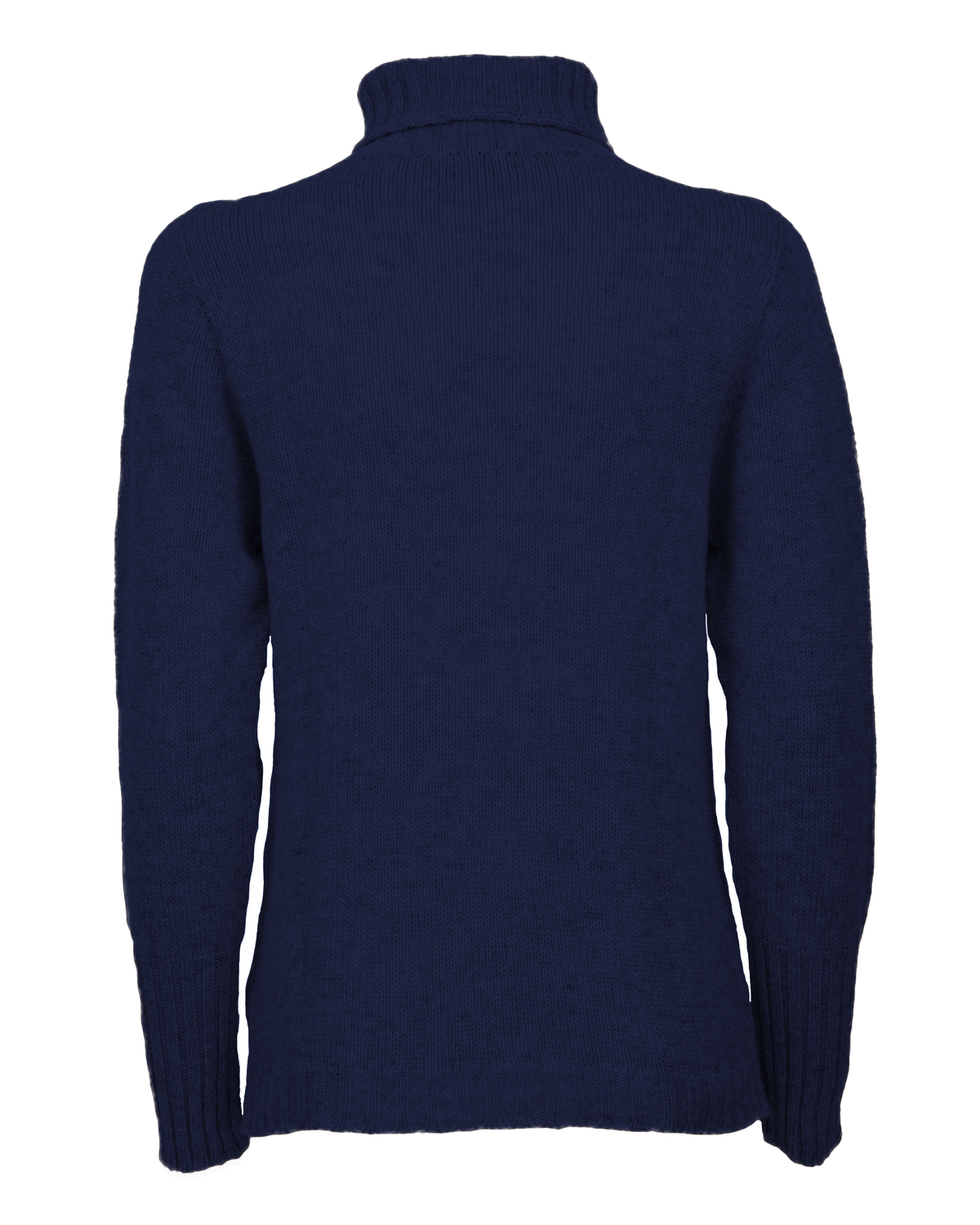 Women's classic cashmere turtleneck sweater in Blue, back product view