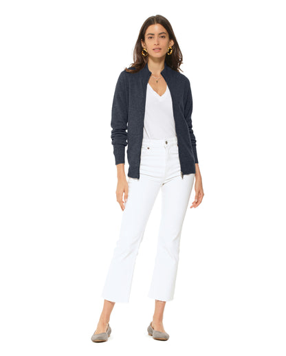 Oprah Daily - Women's Cashmere Zip Cardigan Charcoal
