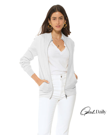 Oprah Daily - Women's Cashmere Zip Cardigan Off White