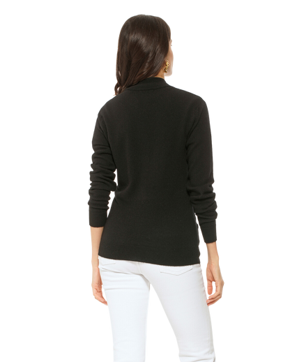 Monticelli Women's Cashmere Zip Cardigan Black Made In Italy 4