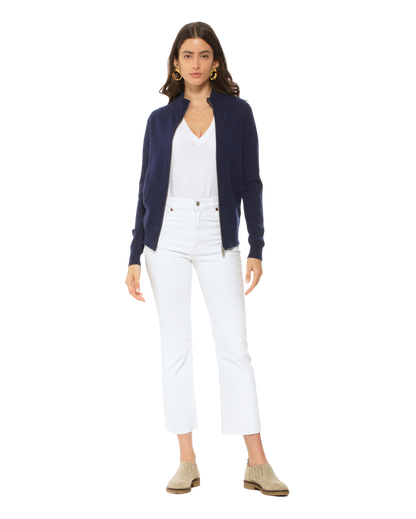 Monticelli Women's Cashmere Zip Cardigan Blue Made In Italy 2
