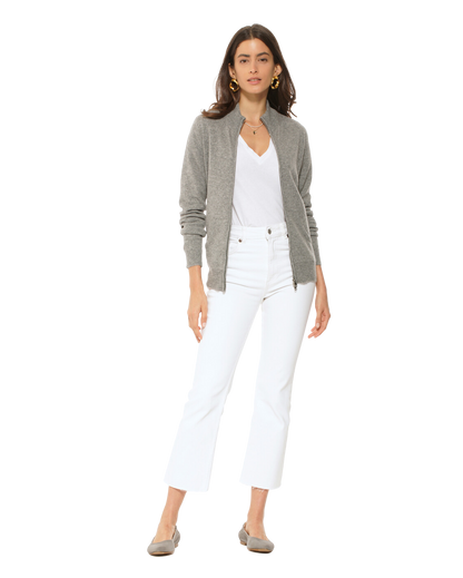 Monticelli Women's Cashmere Zip Cardigan Medium Grey  Made In Italy 2