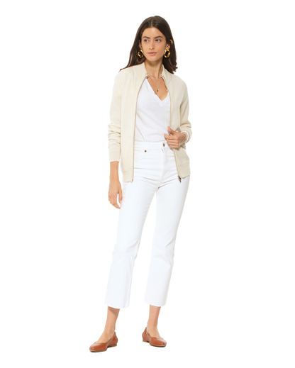 Monticelli Women's Cashmere Zip Cardigan Milk White Made In Italy 2