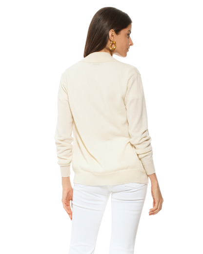 Monticelli Women's Cashmere Zip Cardigan Milk White Made In Italy 4