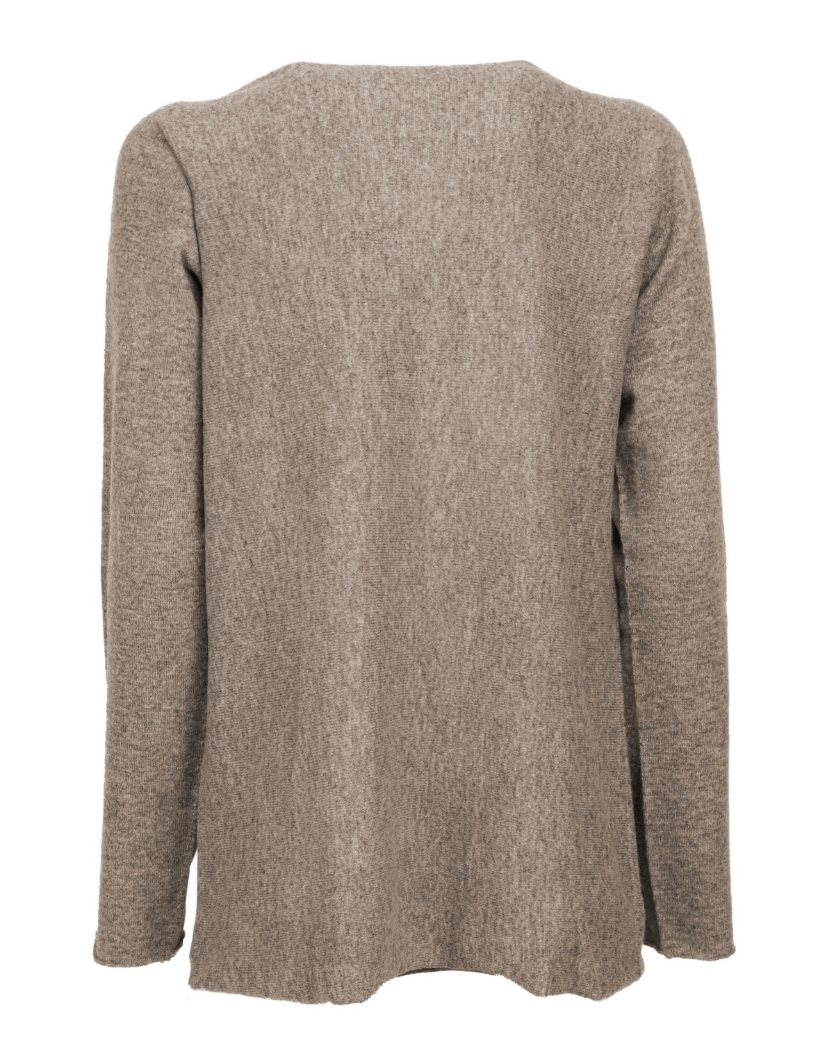 Women's cashmere maxi lounge boatneck sweater in Taupe, back product view