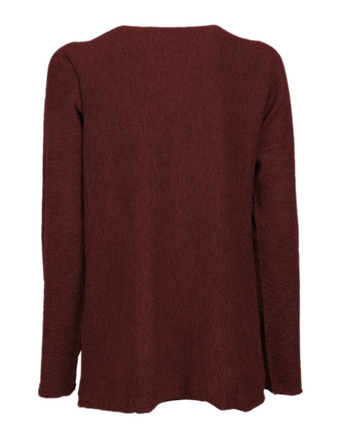 Women's cashmere maxi lounge boatneck sweater in Bordeaux, back product view
