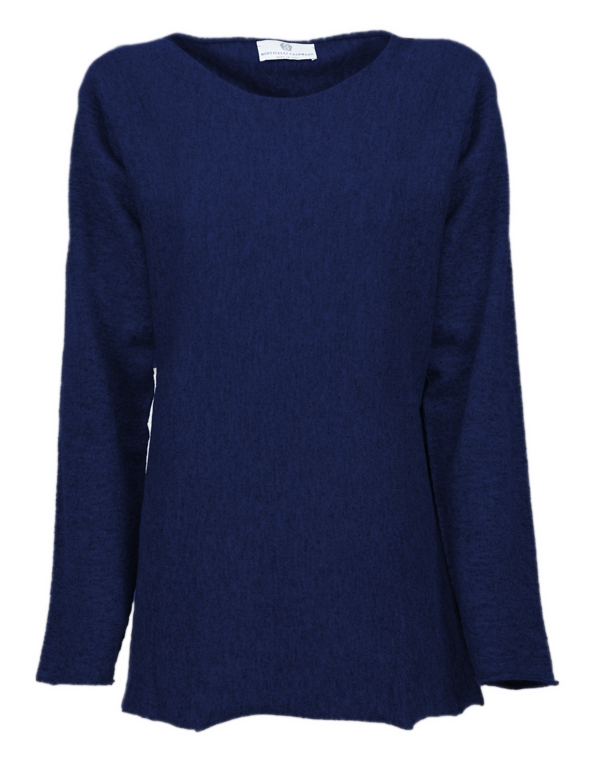 Women's cashmere maxi lounge boatneck sweater in Blue, front product view