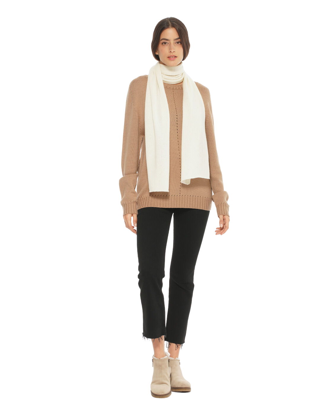 Monticelli Pure Cashmere Maxi Scarf Made In Italy Milk White 3