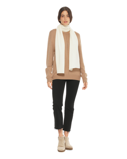 Monticelli Pure Cashmere Maxi Scarf Made In Italy Milk White 3