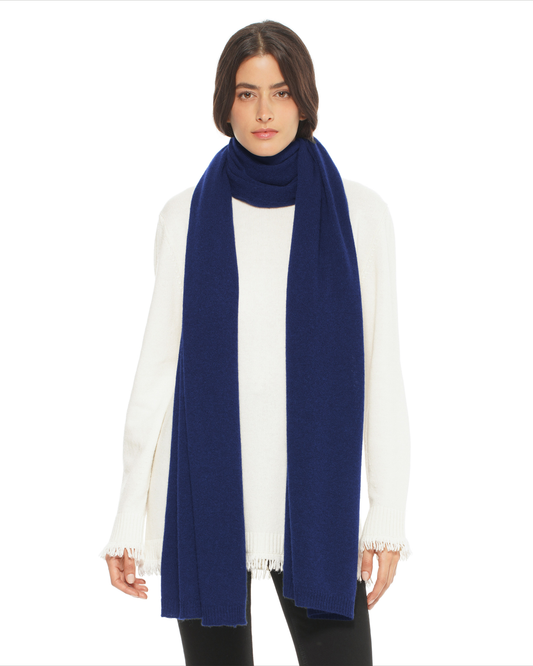 Women's Essential Pure Cashmere Maxi Wide Scarf Blue