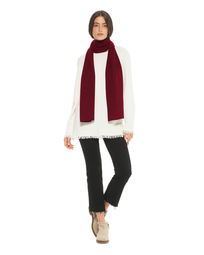 Women's Essential Pure Cashmere Maxi Wide Scarf Bordeaux