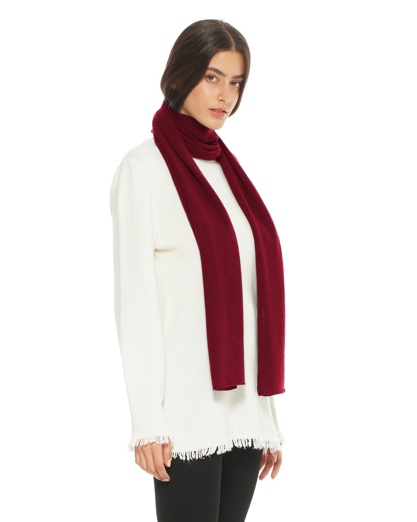 Women's Essential Pure Cashmere Maxi Wide Scarf Bordeaux