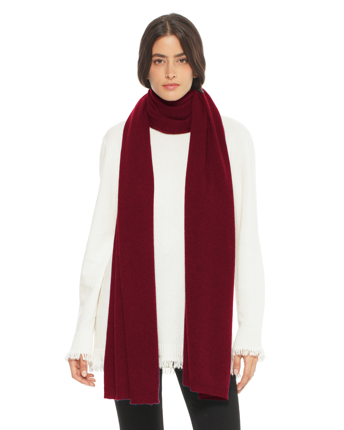 Women's Essential Pure Cashmere Maxi Wide Scarf Bordeaux