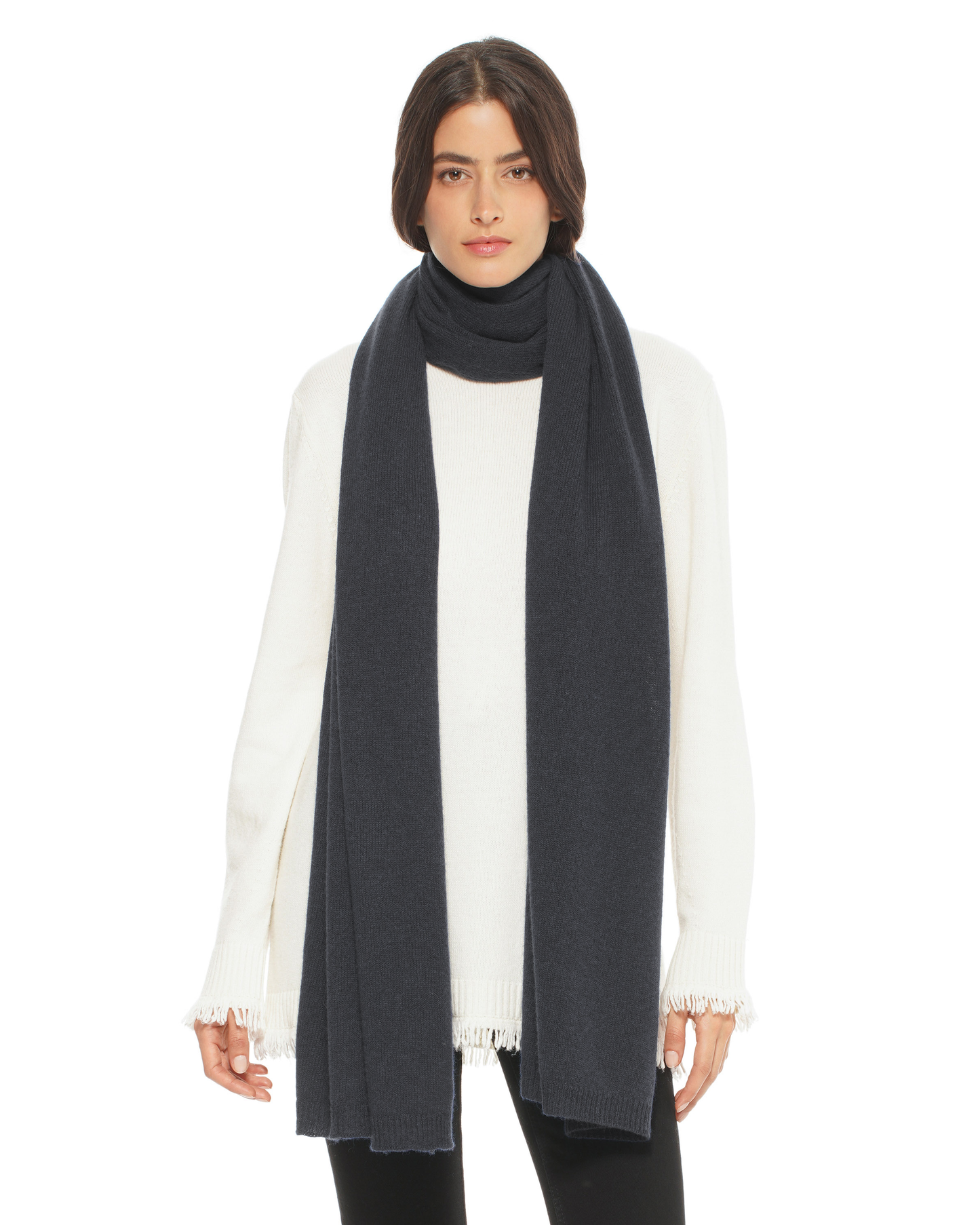 Women's Essential Pure Cashmere Maxi Wide Scarf Charcoal