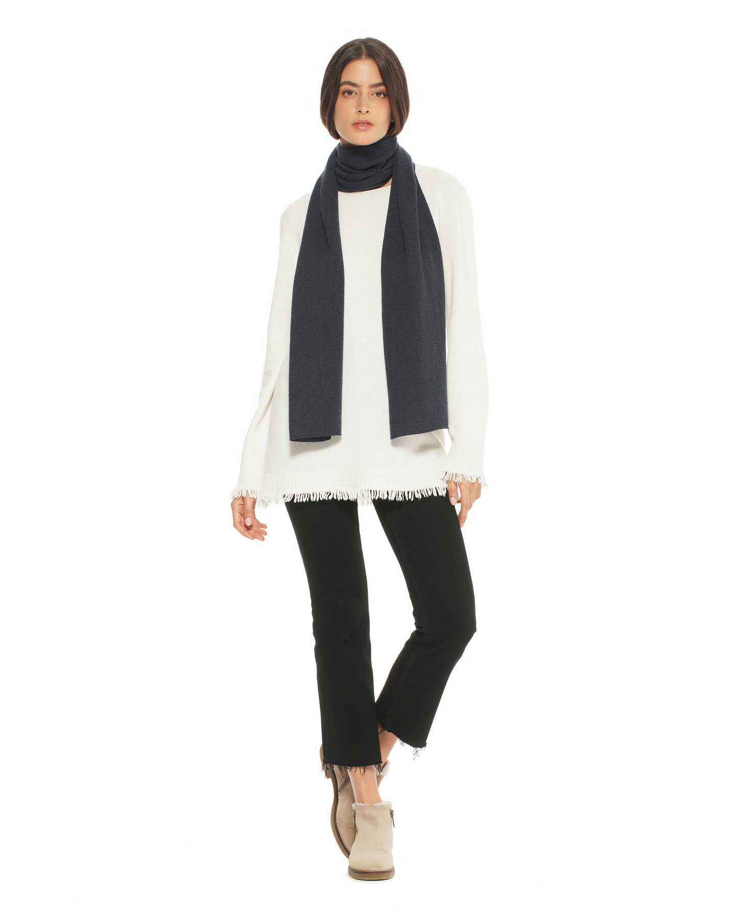 Women's Essential Pure Cashmere Maxi Wide Scarf Charcoal