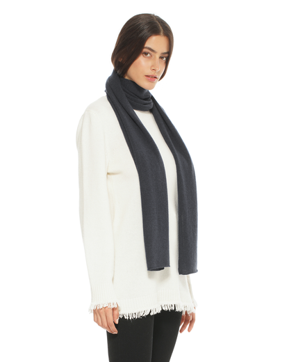 Women's Essential Pure Cashmere Maxi Wide Scarf Charcoal