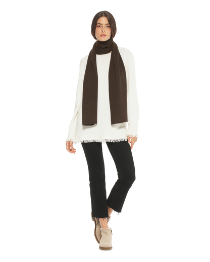 Women's Essential Pure Cashmere Maxi Wide Scarf Coffee