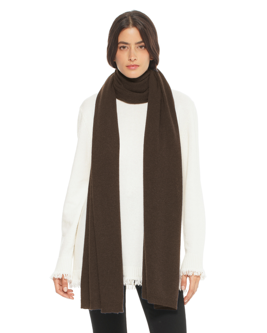 Women's Essential Pure Cashmere Maxi Wide Scarf Coffee