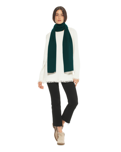 Women's Essential Pure Cashmere Maxi Wide Scarf Forest Green