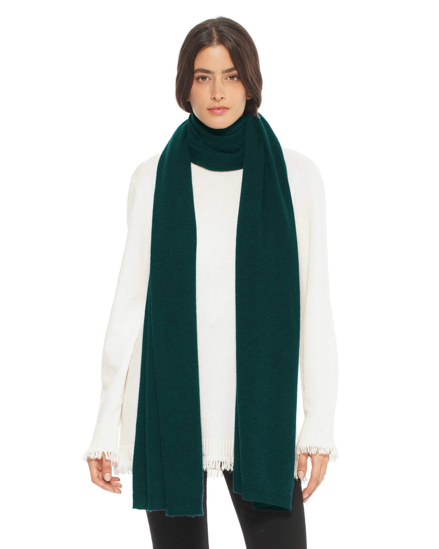 Women's Essential Pure Cashmere Maxi Wide Scarf Forest Green