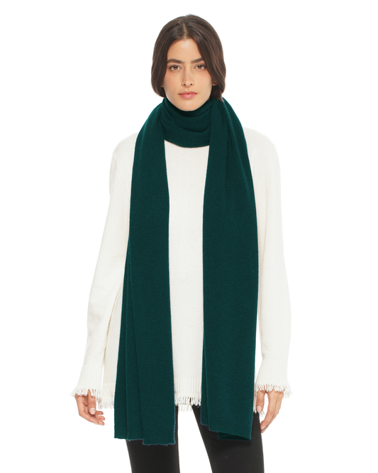 Women's Essential Pure Cashmere Maxi Wide Scarf Forest Green