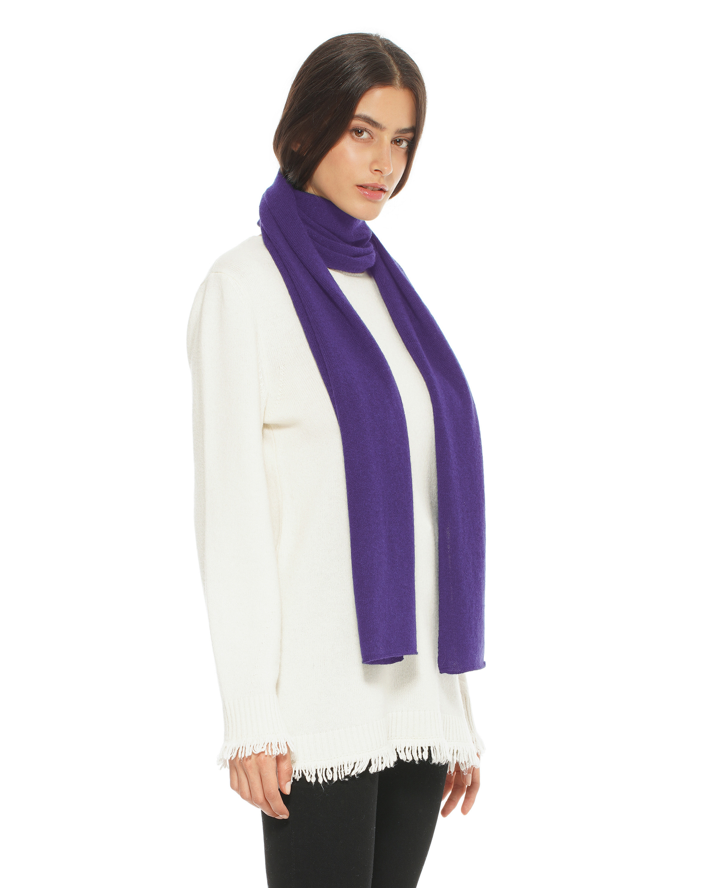 Women's Essential Pure Cashmere Maxi Wide Scarf Iris Purple