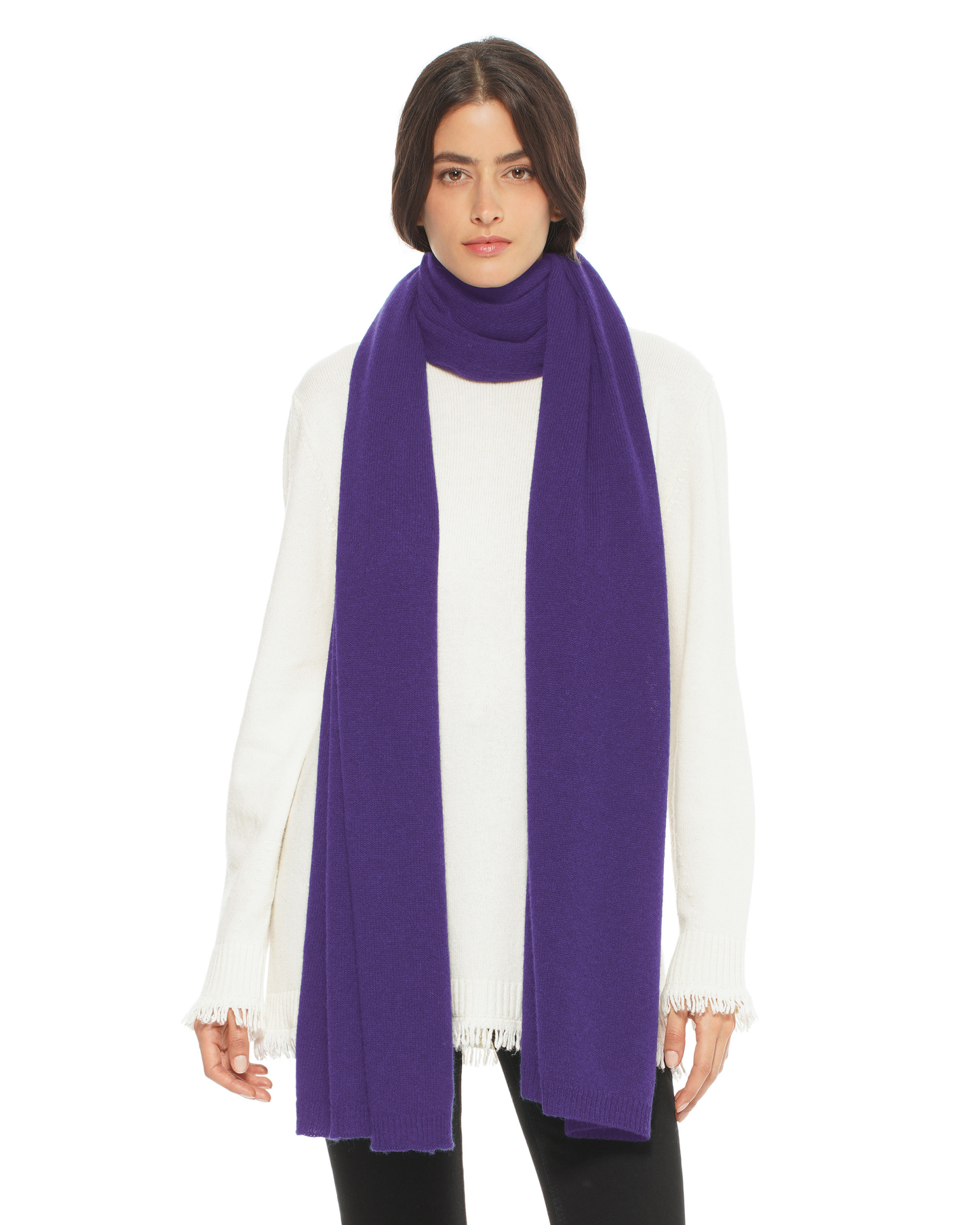 Women's Essential Pure Cashmere Maxi Wide Scarf Iris Purple