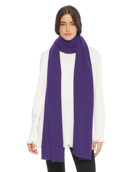 Women's Essential Pure Cashmere Maxi Wide Scarf Iris Purple
