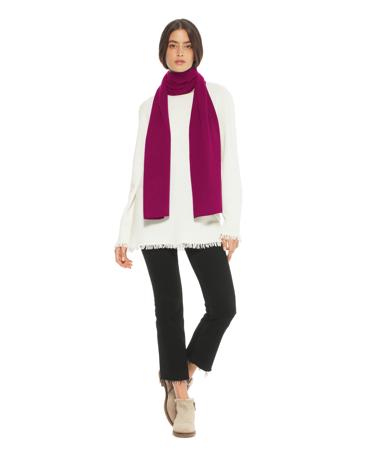 Women's Essential Pure Cashmere Maxi Wide Scarf Magenta