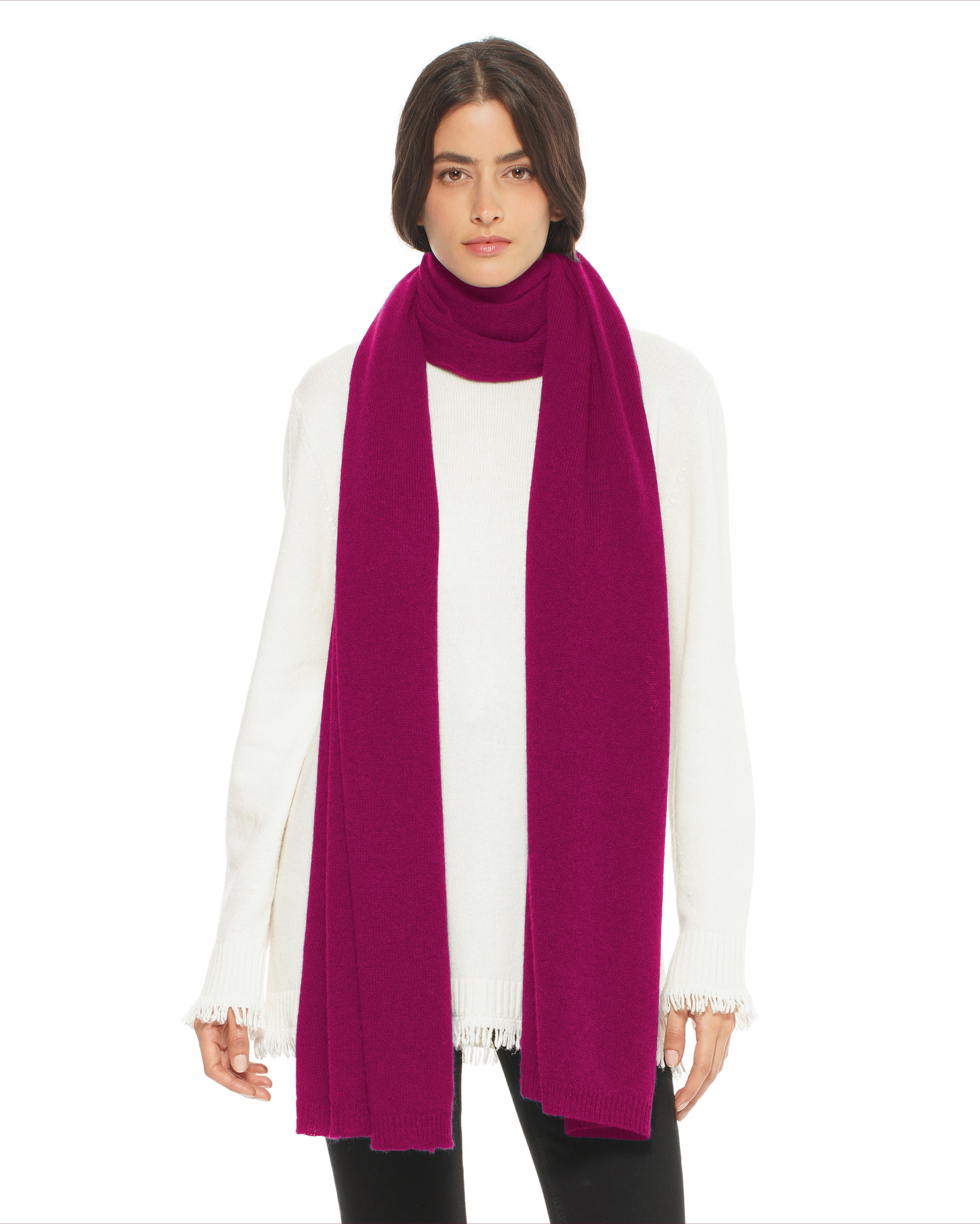Women's Essential Pure Cashmere Maxi Wide Scarf Magenta
