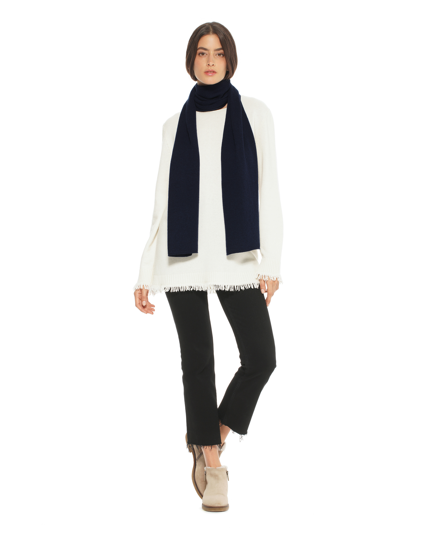 Women's Essential Pure Cashmere Maxi Wide Scarf Night Blue