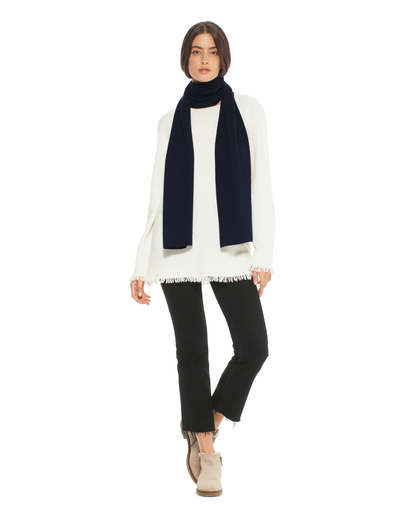 Women's Essential Pure Cashmere Maxi Wide Scarf Night Blue