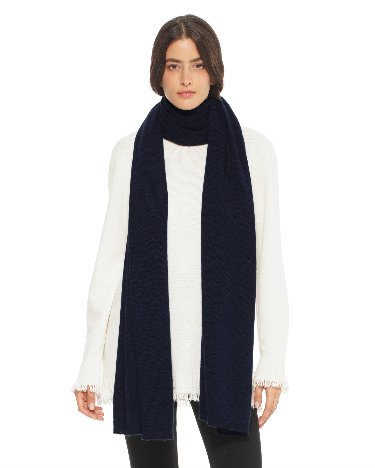 Women's Essential Pure Cashmere Maxi Wide Scarf Night Blue